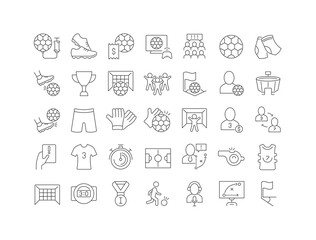 Set of linear icons of Football
