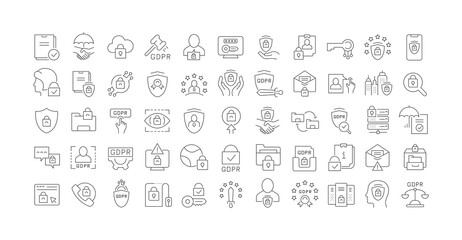 Set of linear icons of GDPR