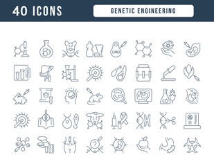 Set of linear icons of Genetic Engineering