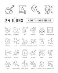 Set of linear icons of Genetic Engineering