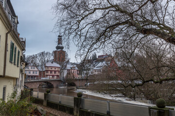 Blick vom Mühlenteich zu den Brückenhäusern in Bad Kreuznach