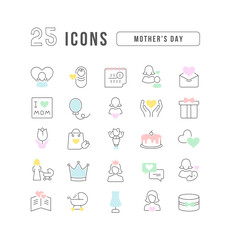 Set of linear icons of Mother's Day