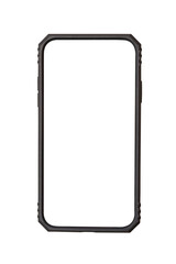 frame smartphone with blank white screen isolated on white background