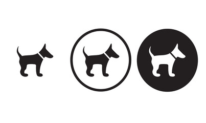 dog icon black outline for web site design 
and mobile dark mode apps 
Vector illustration on a white background