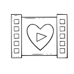 Film strip frame. Linear vector icon in hand drawn style.