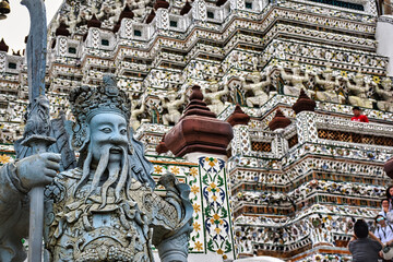 Temple of Dawn, Wat Arun is a buddhist temple and derives its name from the Hindu god Aruna often personified as the radiations of the rising sun