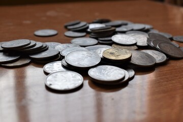 Obraz na płótnie Canvas Group of Indian rupee coins
