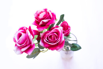 A beautiful bouquet of isolated pink roses on a white background