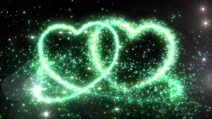 Heart Glitter Sparkling Particles Love Fireworks 3D illustration.