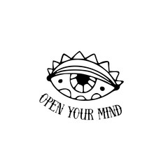 Eye t-shirt print with phrase - open your mind.