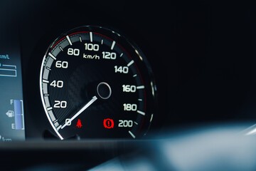Modern car instrument panel dashboard - car speedometer for speed.