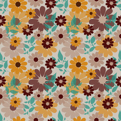 Flower Abstract seamless pattern illustration for fashion fabric and all prints.Vintage colors.
