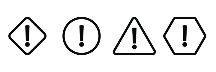 Set warning sign, alert icon. Danger warning attention sign. Vector illustration isolated on white background.