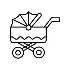 Fototapeta na wymiar A baby pram trolley line icon 