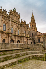 Fototapeta na wymiar View of Cathedral of Santiago de Compostela view from the place of Immaculada, Galicia, Spain
