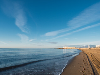 View of the mediterranean sea from Marbella beach. Costa del Sol, Spain