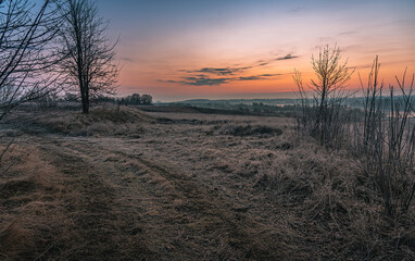 Fototapeta premium Winter moring among fields