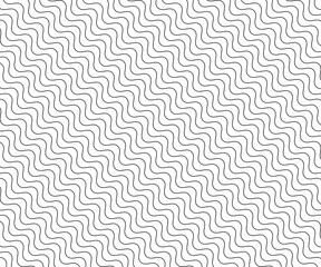 Wave simple seamless wavy line, smooth pattern, Black & white, web design, greeting card, textile, Technology background, Eps 10 vector illustration