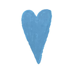 Vector colorful illustration of heart shape drawn with blue colored chalk pastel. Elements for design greeting card, poster, banner, Social Media post, invitation, sale, brochure, other graphic design