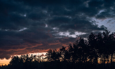 Winter moring among fields