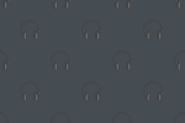 Headphones seamless pattern. Seamless pattern on the theme of headphones, music.