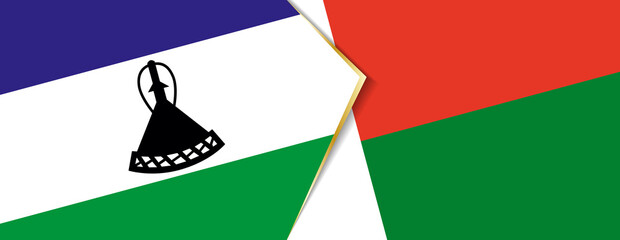 Lesotho and Madagascar flags, two vector flags.