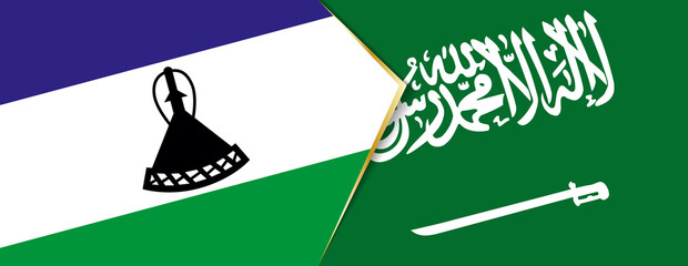 Lesotho and Saudi Arabia flags, two vector flags.