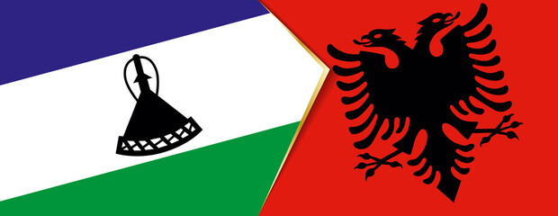Lesotho and Albania flags, two vector flags.