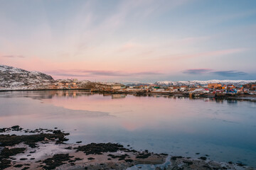 Beautiful view of the northern fishing village at low tide.
