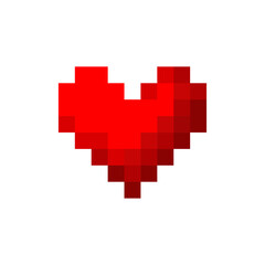 Obraz premium Red pixel heart icon. Colored silhouette. Vector flat graphic illustration. The isolated object on a white background. Isolate.