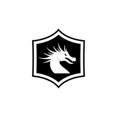 Dragon shield logo design isolated on white background