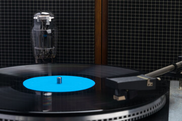 background from equipment for listening to musical vinyl records