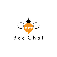 bee chat logo vector design illustration