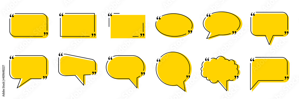 Poster set quote box frame, texting quote blank template boxes, design boxes quotation bubble blog symbols,