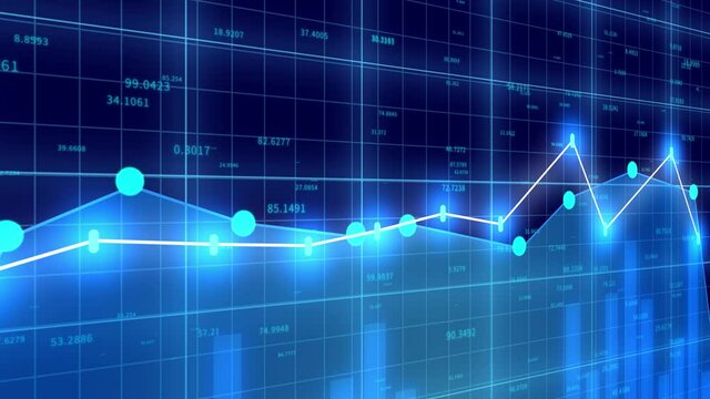 4K financial stock chart;Business tech digital Data trend hud Graph;Stock Market;Changing Economic node line.