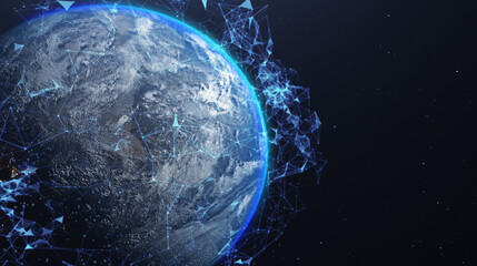 A networking concept. Global digital connections. Elements of this image furnished by NASA. 3d illustration