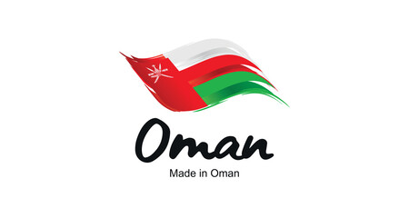 Made in Oman handwritten flag ribbon typography lettering logo label banner