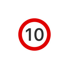 Speed limit 10 road sign icon. Traffic signs symbol modern, simple, vector, icon for website design, mobile app, ui. Vector Illustration