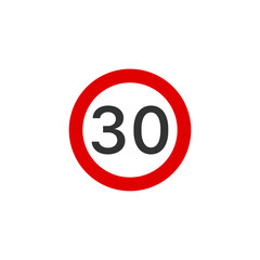 Speed limit 30 road sign icon. Traffic signs symbol modern, simple, vector, icon for website design, mobile app, ui. Vector Illustration