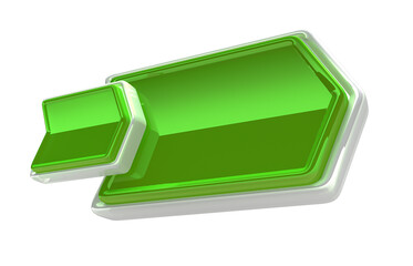 3D green arrow with silver. 3D Illustration