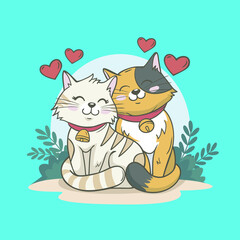beautiful cute color cartoon valentine's day illustration