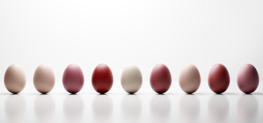 Colorful Easter eggs painted in warm red colors.