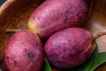 Harvested Stauntonia hexaphylla fruit, Evergreen Akebia, Close up