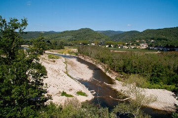 Fototapeta na wymiar View on the river Eyrieux, France.