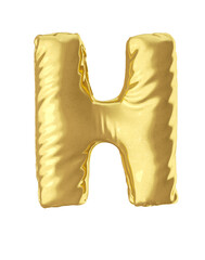 Letter H. Balloon alphabet 3d render golden.