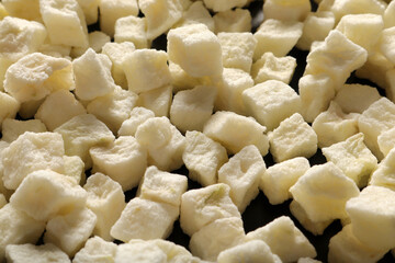 dried cube apple slices close up