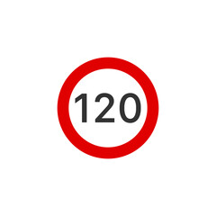 120 speed limit road sign icon. Traffic signs symbol modern, simple, vector, icon for website design, mobile app, ui. Vector Illustration