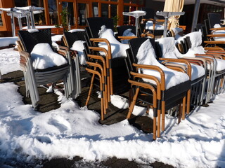 Schnee, Gaststätte, mit Schnee bedeckt, Winter