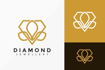 Lotus Diamond Jewellery Logo Design, Minimalist Logos Designs Vector Illustration Template