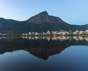 Reflection os Christ The Redeemer over the lake